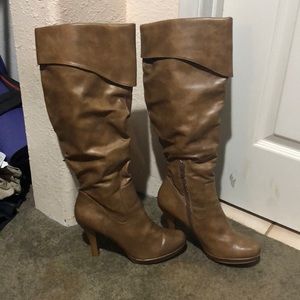 Tall Tan Faux Leather Boots